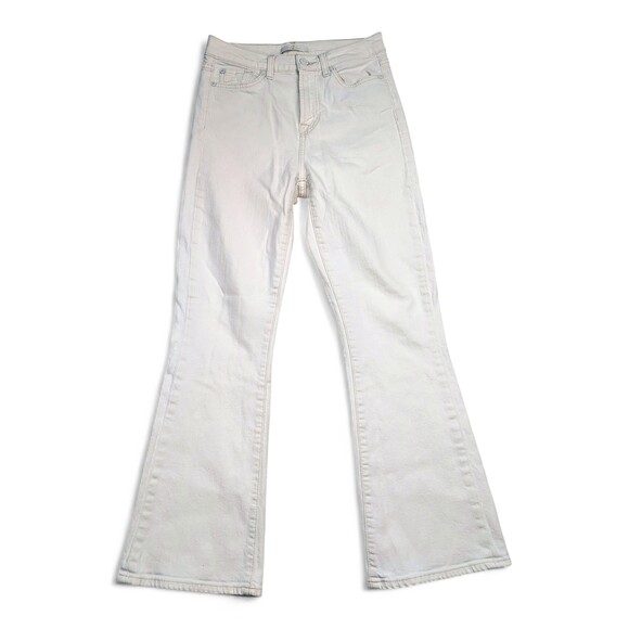 7 For All Mankind Denim - 7 For All Mankind White Flare Wide Leg Jeans Sz 25